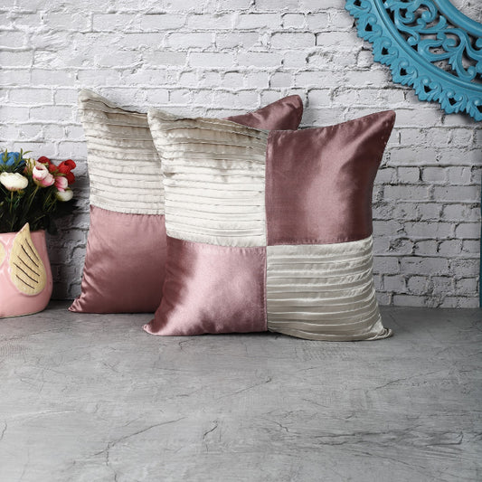 Satin Cushion Cover| White & Pink |Set of 2 Default Title