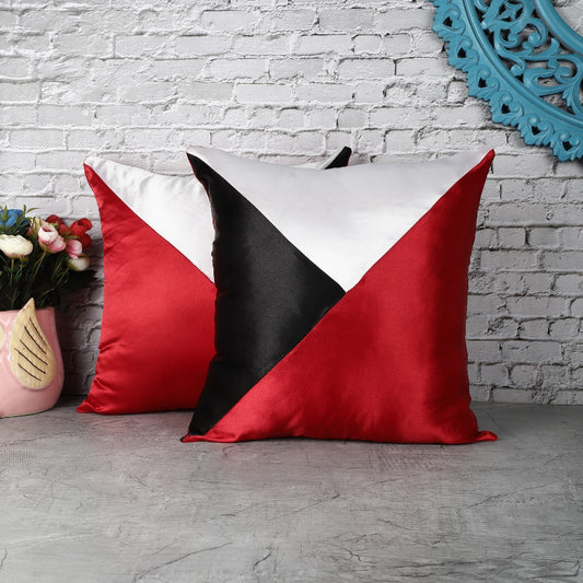 BW Asymmetrical Satin Cushion Cover| Red |Set of 2 Default Title