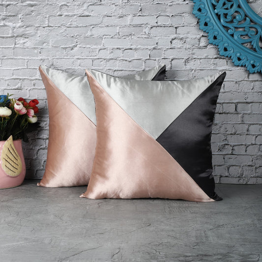 BW Asymmetrical Satin Cushion Cover| Pink |Set of 2 Default Title