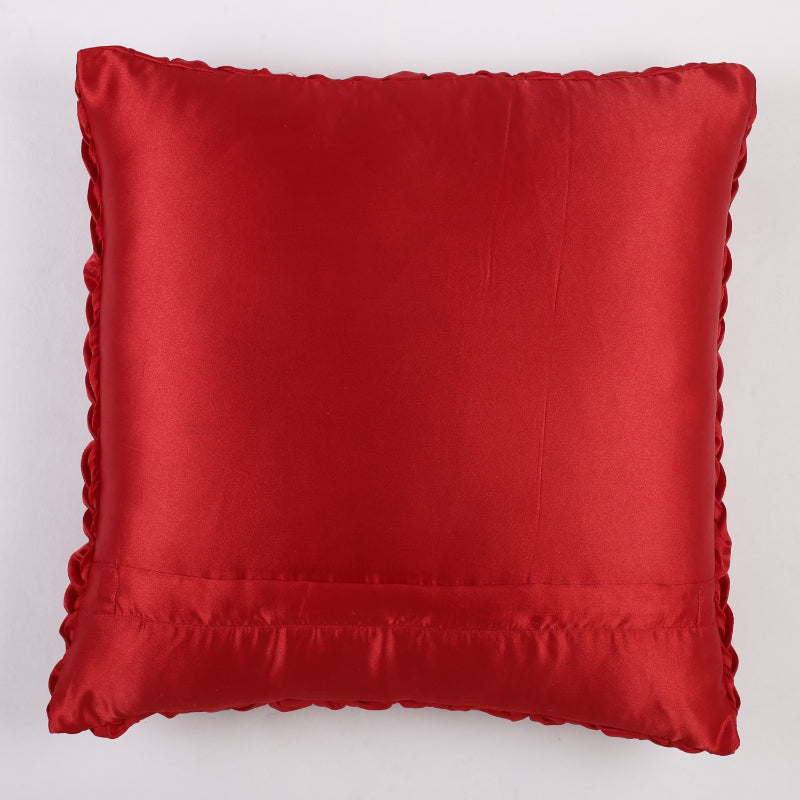 Smocked Satin Cushion Cover| Red |Set of 2 Default Title