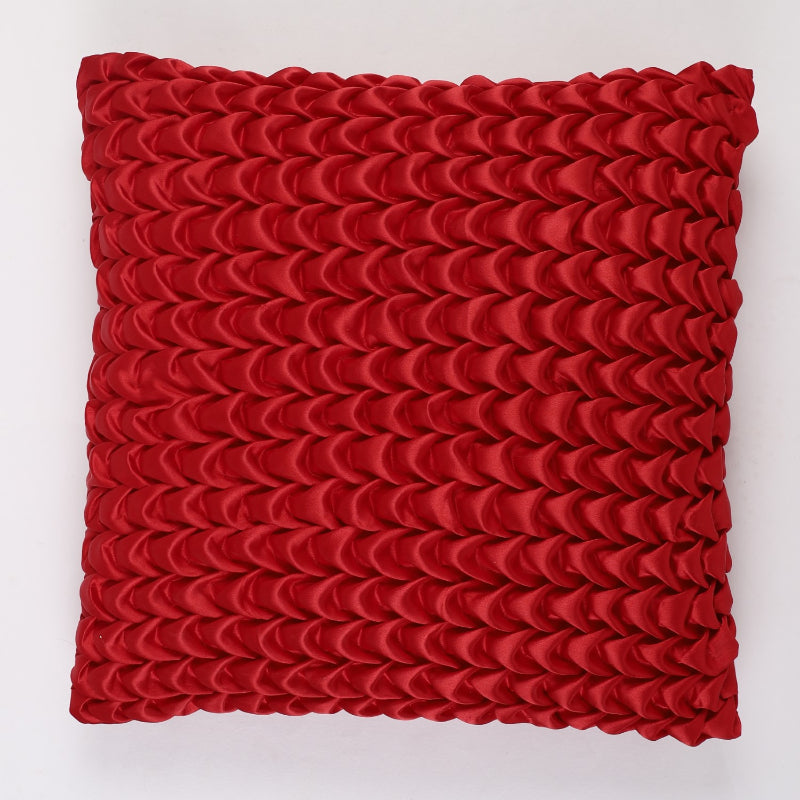 Smocked Satin Cushion Cover| Red |Set of 2 Default Title