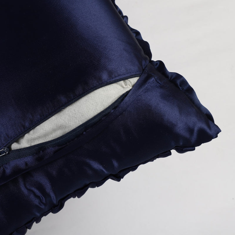 Smocked Satin Cushion Cover| Navy |Set of 2 Default Title