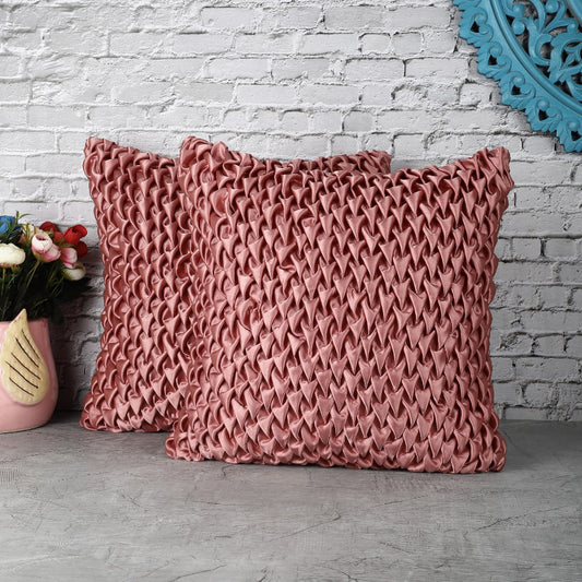 Smocked Satin Cushion Cover| Pink |Set of 2 Default Title