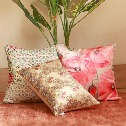 Rachel Hydrangea Vine Cushion Covers | Set of 3 | 16x16 Inches, 16x16 Inches, 12x18 Inches