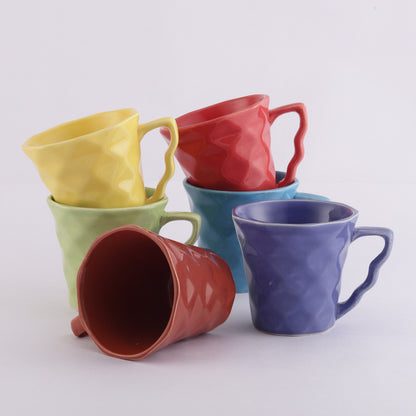 Ceramic Colourful Diamond Cups | Set Of 6 Default Title