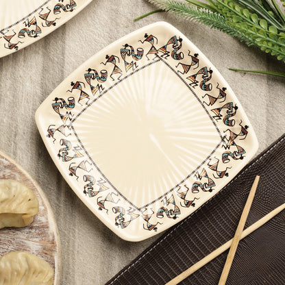 Ceramic Oblong Tribal Art Quarter Plates | Set Of 2 Default Title