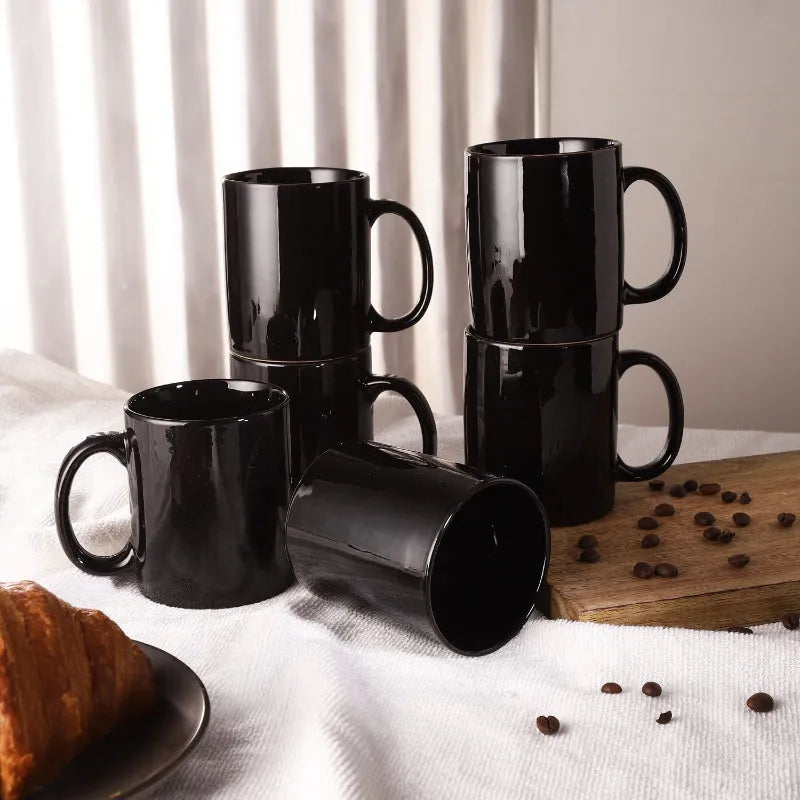 Ceramic Minimal Black Mugs  | Set of 6 Default Title