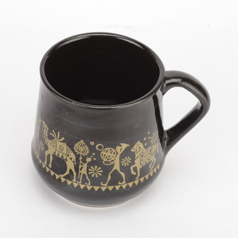 Ceramic Tribal Art Black Mugs | Set of 6 Default Title