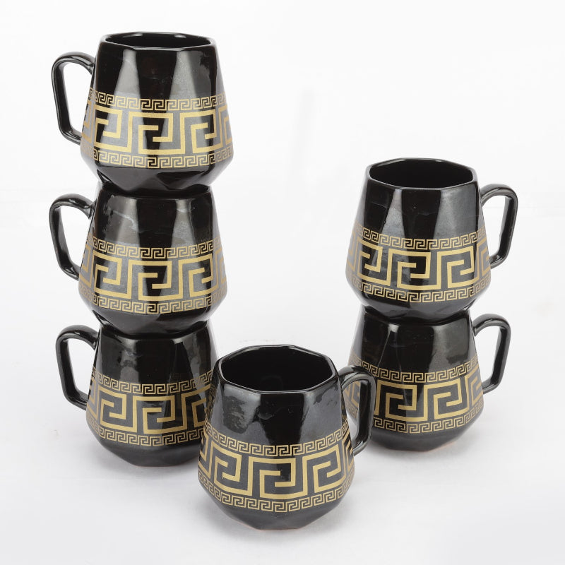Ceramic Fret Black Mugs | Set of 6 Default Title