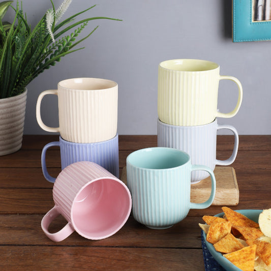 Ceramic Pastel Combed Ceramic Mugs |   Set of 6 Default Title