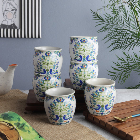 Ceramic Floral Kullads | Set of 6 Default Title