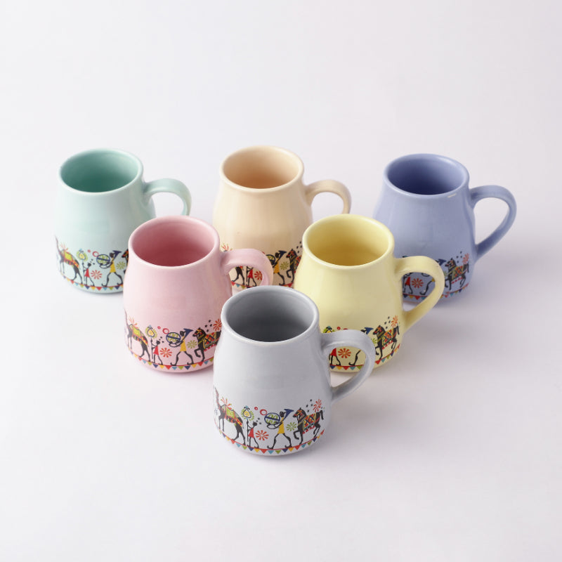 Ceramic Tribal Elephant Cups | Set of 6 Default Title