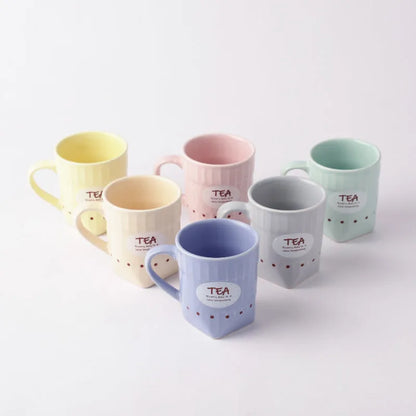 Ceramic Pastel Typographic Tea Cups  | Set of 6 Default Title