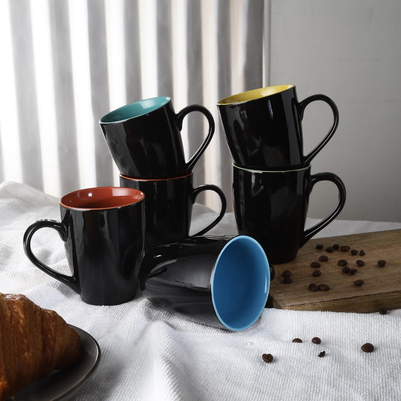 Ceramic Black Glazed Mugs | Set of 6 Default Title
