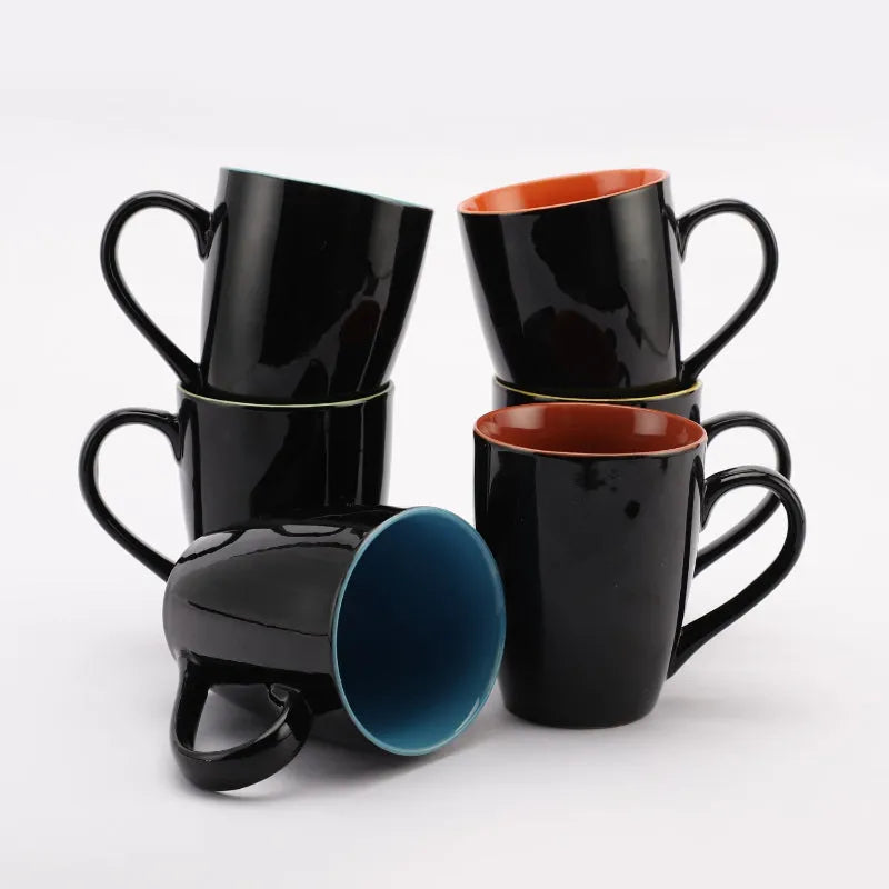 Ceramic Black Glazed Mugs | Set of 6 Default Title