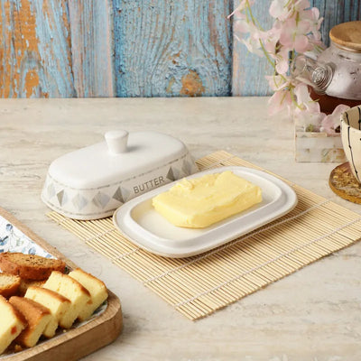 White Ceramic Butter Dish Default Title