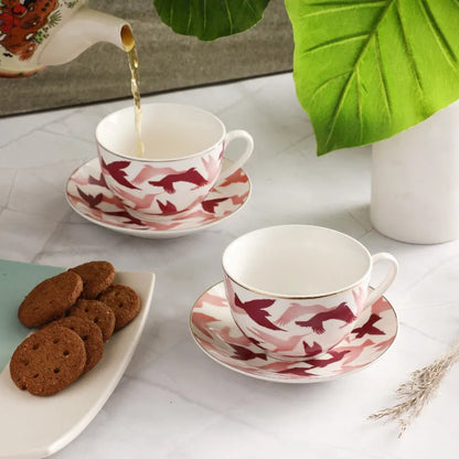 Ceramic Bird Cups & Saucers | Set of 2 Default Title