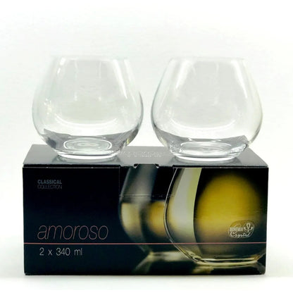 Amoroso Crystal Stemless Wine & Champagne Glass | 340ml | Set of 2
