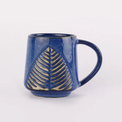 Ceramic Blue Glazed Leaf Mugs | Set of 2 Default Title