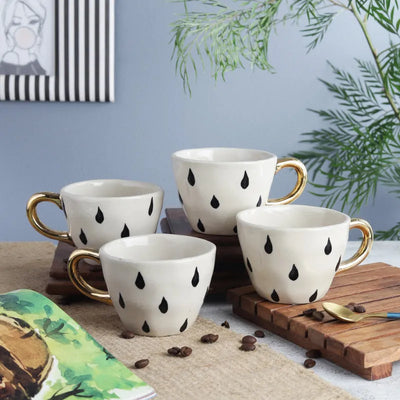 Ceramic Bohemic Black & White Cups | Set of 4, 6 Set of 4