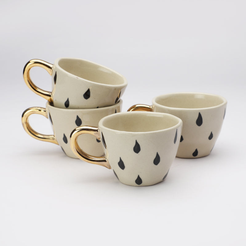 Ceramic Bohemic Black & White Cups | Set of 4, 6 Set of 4