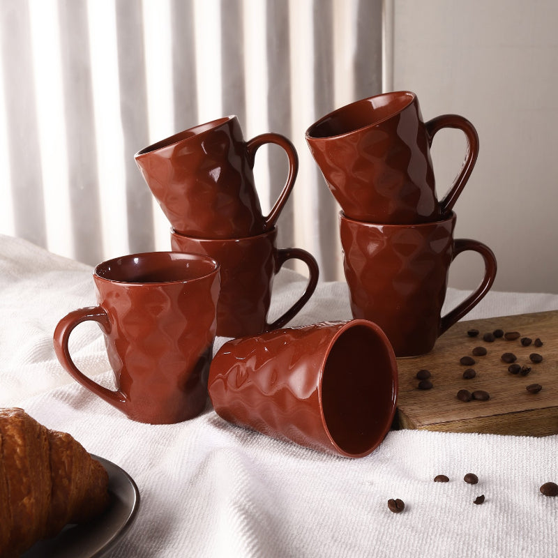 Ceramic Flowy Red Mugs | Set Of 6 Default Title