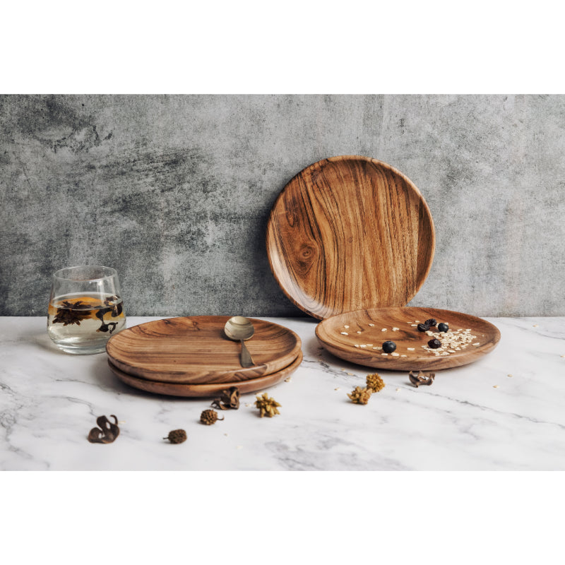 Dune Acacia Plates | 8 Inch | Set of 2, 4, 6 Set of 4