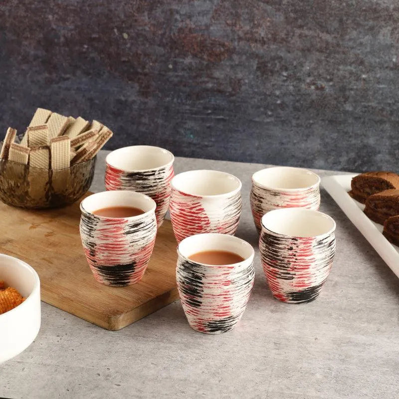 Ceramic Chai Kulhads | Set of 6 | Multiple Designs