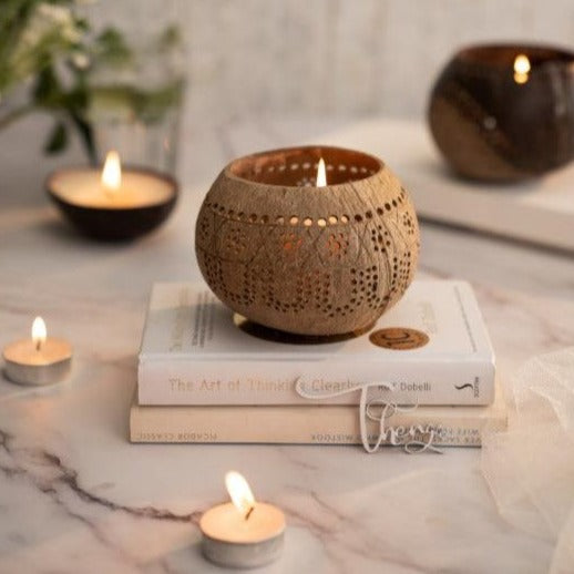 Coconut Shell Candle Holder | Multiple Designs
