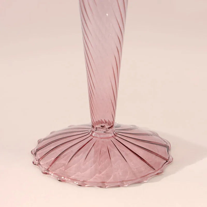 Crystal Glass Candle Holder | Multiple Colors Pink