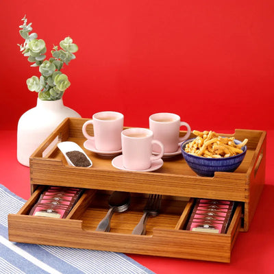 Serving Tray with Tea bag Drawer Default Title