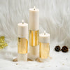 Peace White Gold Pillar Candles | Cinnamon Roll Scented | Set of 3