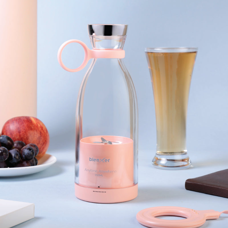 Classic Pink Mini Portable Juicer Blender with Wireless Charging | 350 ml