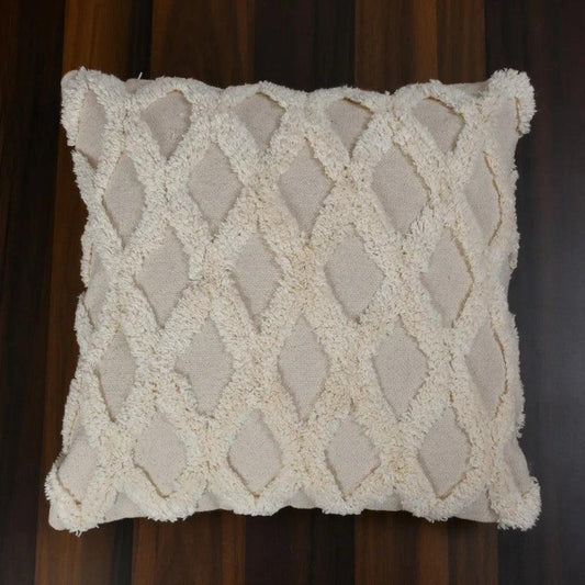 Zigzag Pattern Cotton Tufted Cushion Cover | 16 x 16 inches , 18 x 18 inches , 20 x 20 inches , 24 x 24 inches