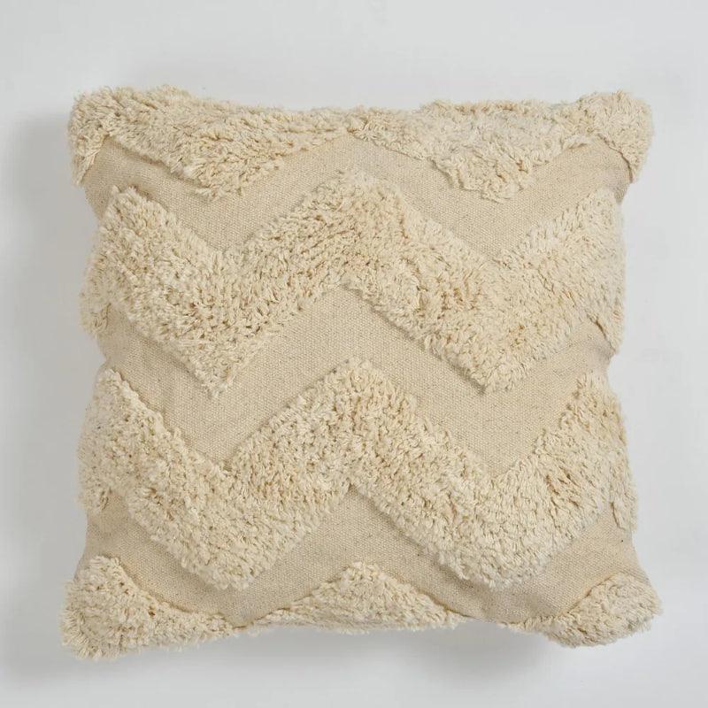 Cotton Tufted Zigzag Pattern Cushion Cover | 16 inches, 20 inches