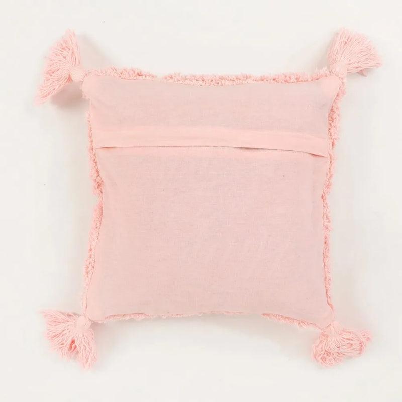 Pink Criss Cross Tufted Cushion Cover | 12 x 12 inches