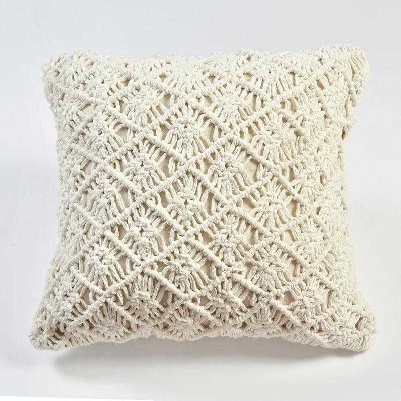 Floral Pattern Macrame Cotton Cushion Cover- Single | 18x18 inches