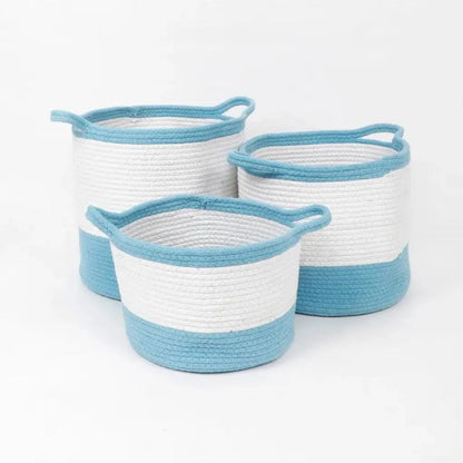 Cotton Dual Handle Basket | Multiple Colors | Set Of 3